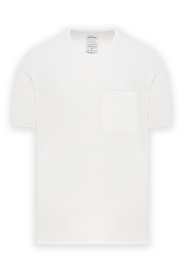 Brioni men's white cotton jumper with a pocket on the chest 190053 - photo 1