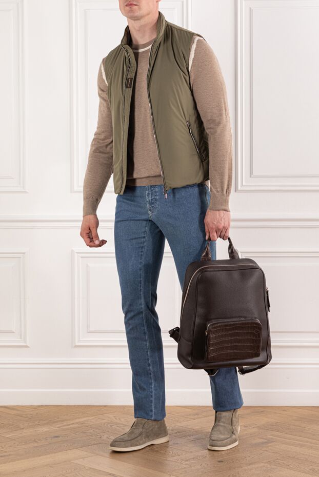 Brioni beige cashmere jumper with white accents along the seam 190057 - photo 2