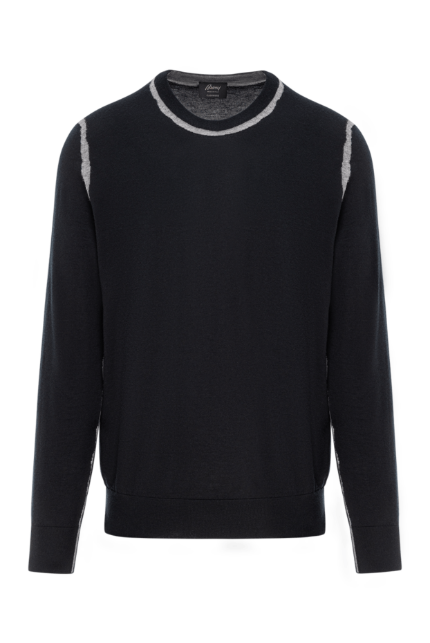 Brioni men's cashmere jumper dark blue with contrasting trim 190058 - photo 1