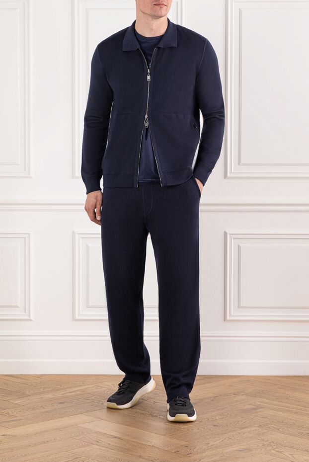 Brioni knitted set in rich blue with collar and zip fastening 190071 - photo 2