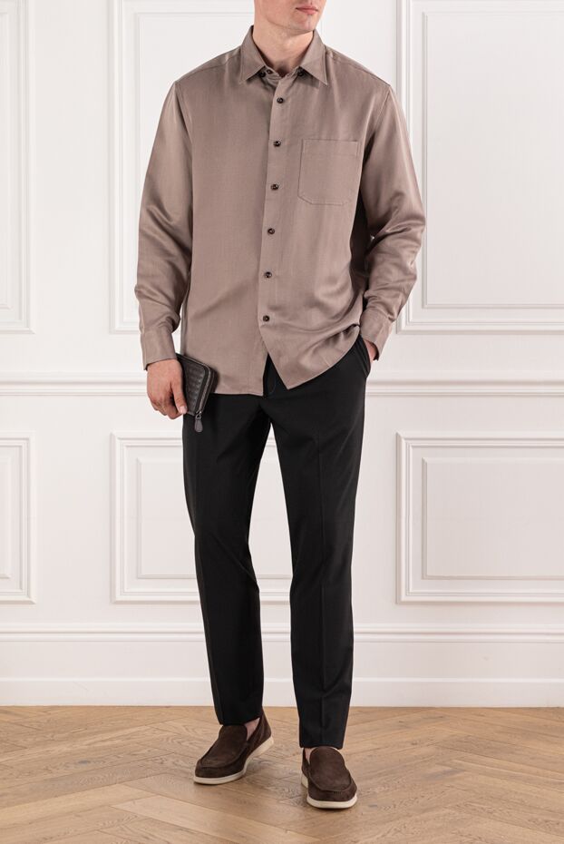 Brioni жібек пен зығыр аралас кеуде қалтасы және сәйкес түймелері бар жейде
 190074 - фото 2