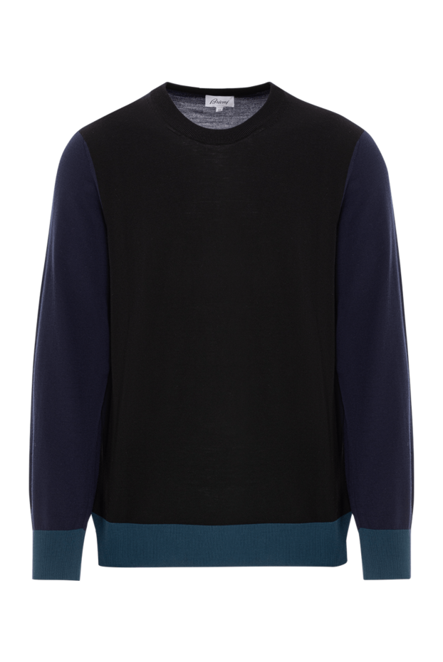 Brioni wool and silk jumper with dark sleeves and blue cuffs 190075 - photo 1