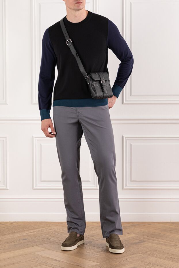 Brioni жүн мен жібектен тоқылған, жеңі қара түсті, манжеттері көк 190075 - фото 2