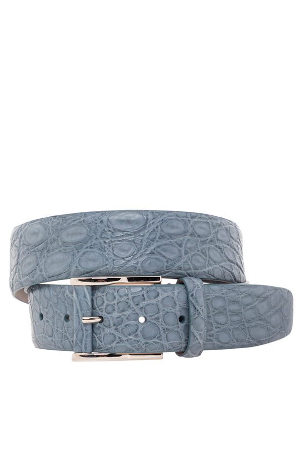 Cesare di Napoli көлемді табиғи текстурасы бар сұр-көк түсті қолтырауын былғары белдігі
190080 - фото 1