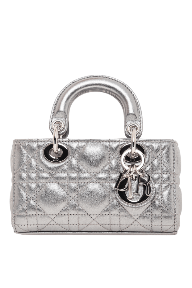 Dior сумка lady d-joy micro из металлизированной кожи серебристая 190094 - фото 1