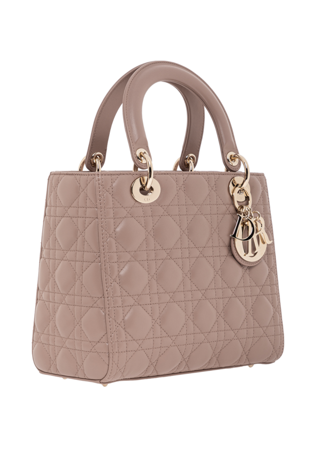 Dior сумка lady dior среднего размера из кожи ягнёнка розовая 190096 - фото 3