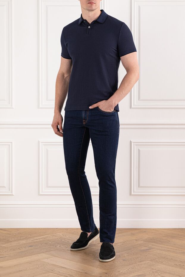 Loro Piana екі түсті әрлеуі бар созылған мақта пикеден жасалған брентвуд полосы 190121 - фото 2