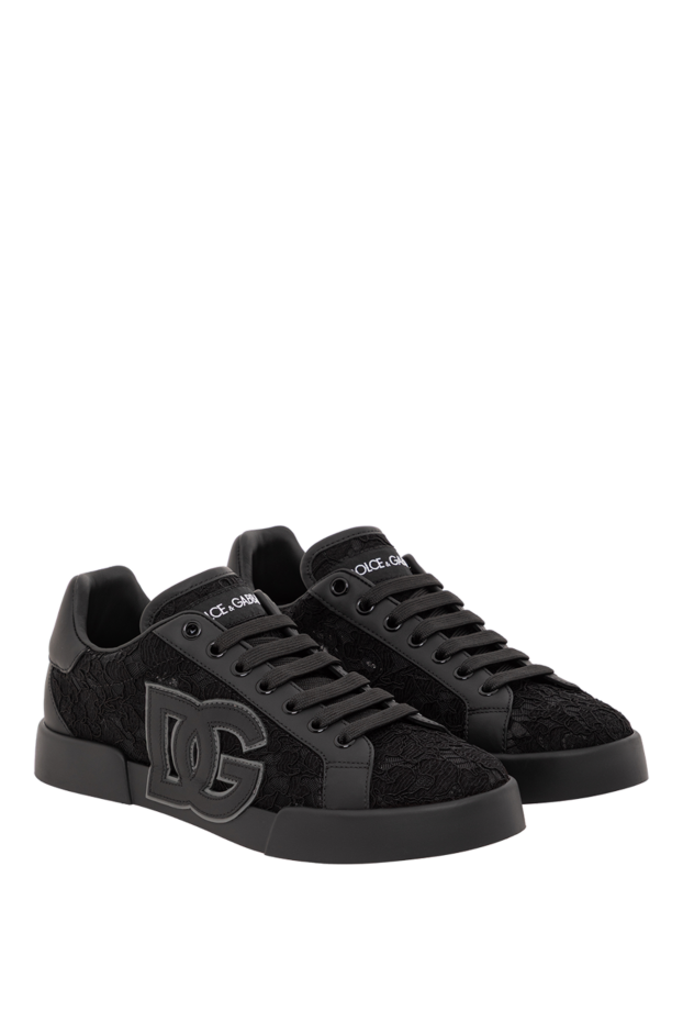 Dolce & Gabbana women's sneakers portofino light strobel made of lace taormina black 190126 - photo 3