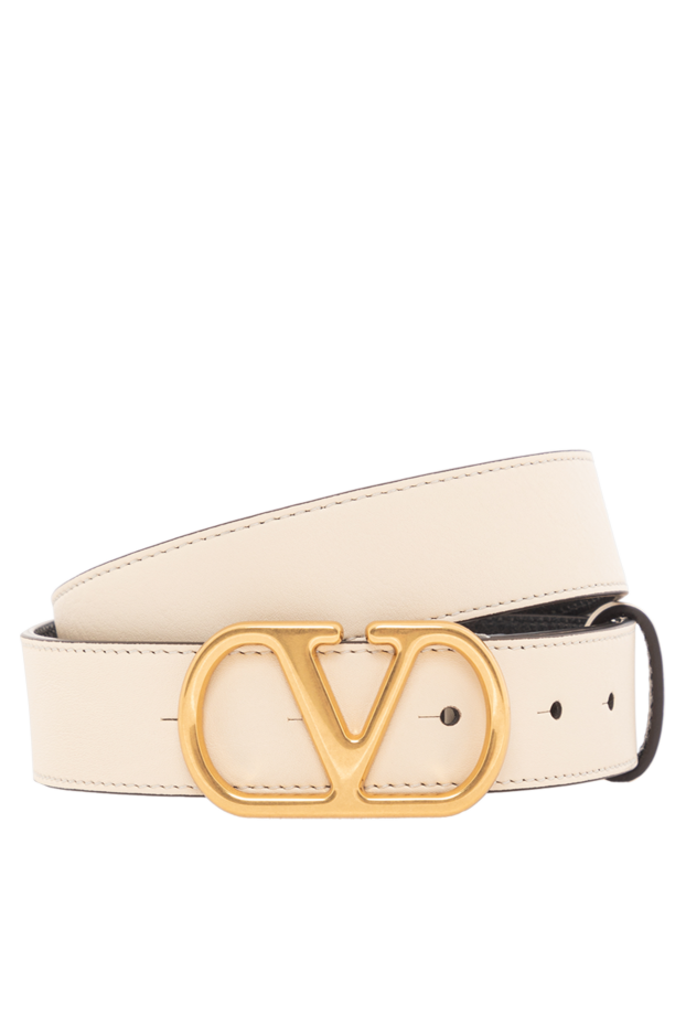 Valentino шынайы піл сүйегінен жасалған былғарыдан жасалған металл v-тәрізді ілгегі бар белдік 190151 - фото 1