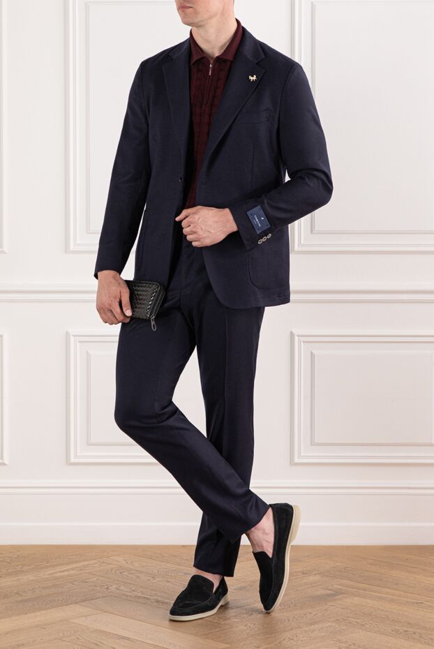 Tombolini men's dark blue wool suit with patch pockets 190183 - photo 2