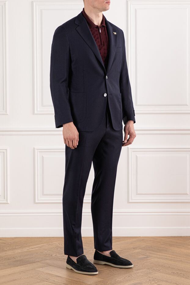 Tombolini men's dark blue wool suit with patch pockets 190183 - photo 3