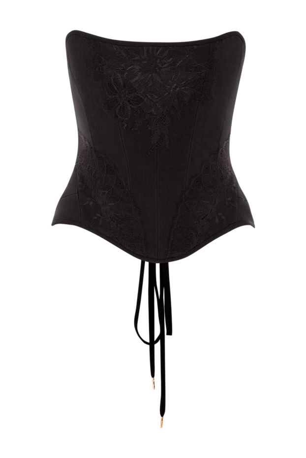 Fleur de Paris артқы жағында кестелі және шілтерлі қара мақта корсет
190204 - фото 1