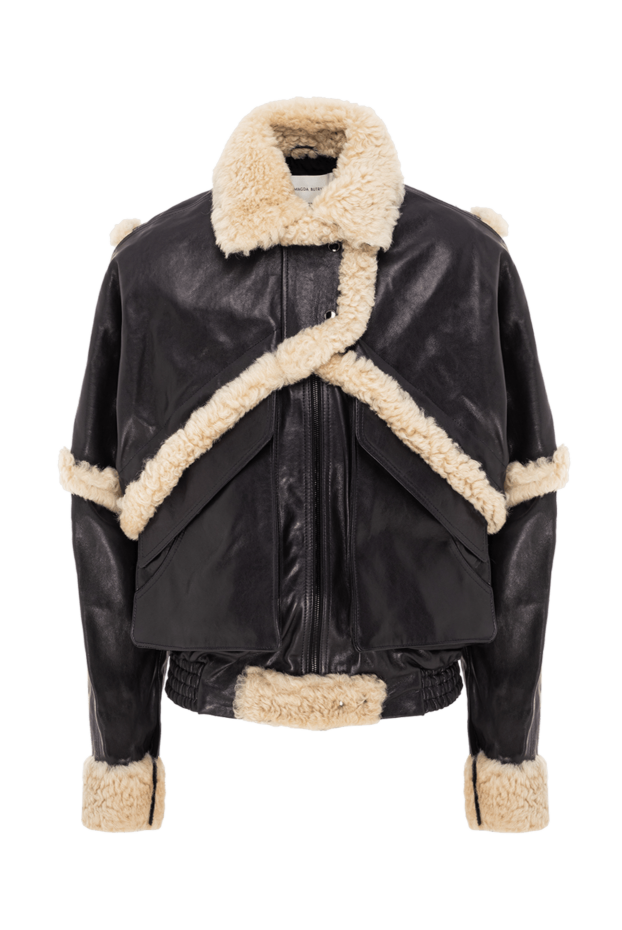 Magda Butrym black bomber jacket with white sheepskin trim women's 190253 - photo 1