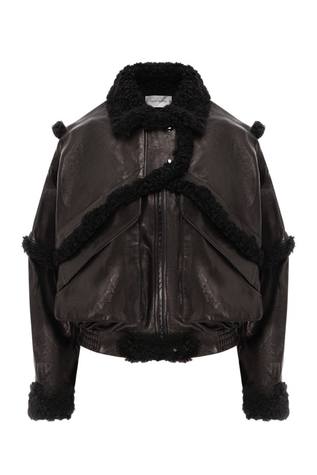 Magda Butrym black bomber jacket with black sheepskin trim women 190254 - photo 1