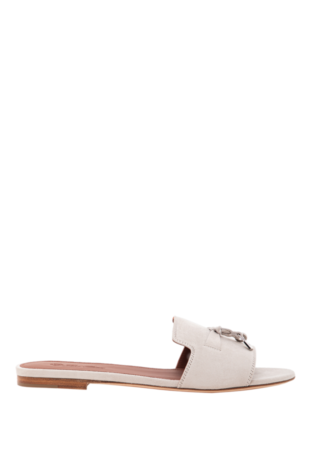 Loro Piana summer charms grey women's goat suede sandals 190327 - photo 1