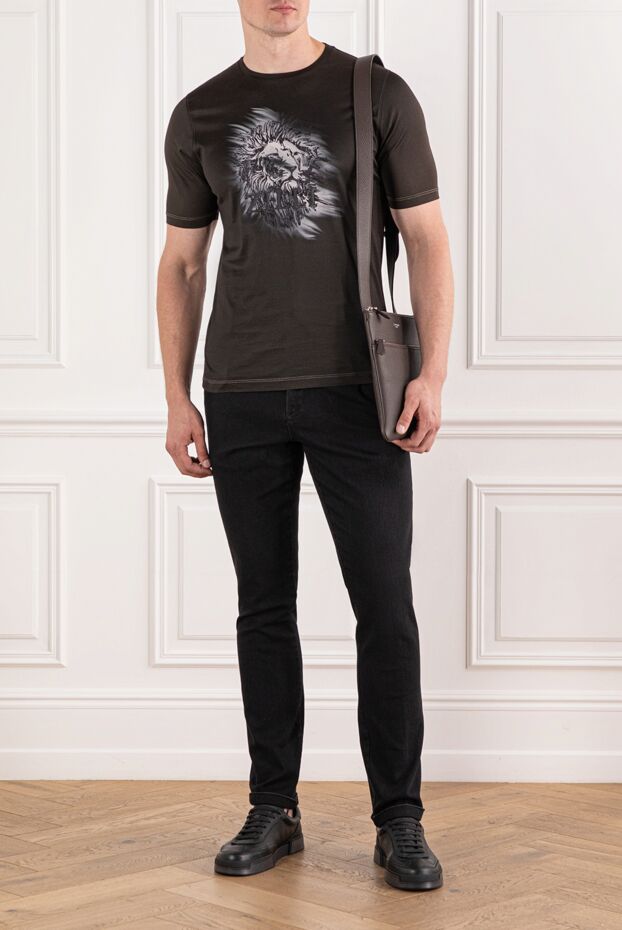 Zilli men's cotton black t-shirt with dynamic lion print
 190339 - photo 2