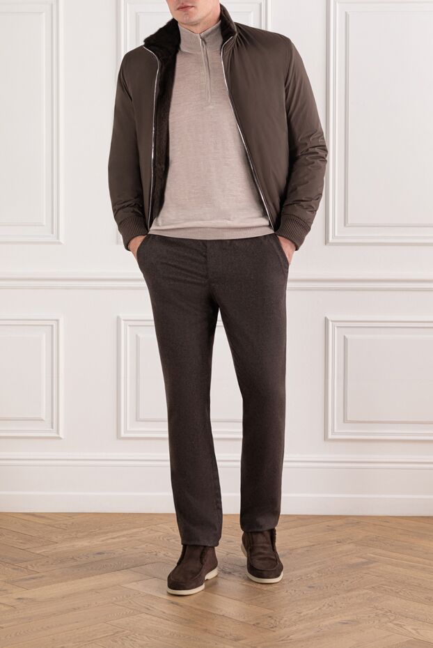 Cesare di Napoli men's wool trousers with cashmere in a warm brown shade 190344 - photo 2