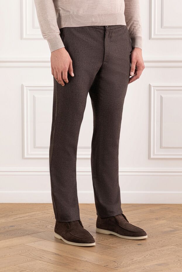 Cesare di Napoli men's wool trousers with cashmere in a warm brown shade 190344 - photo 3