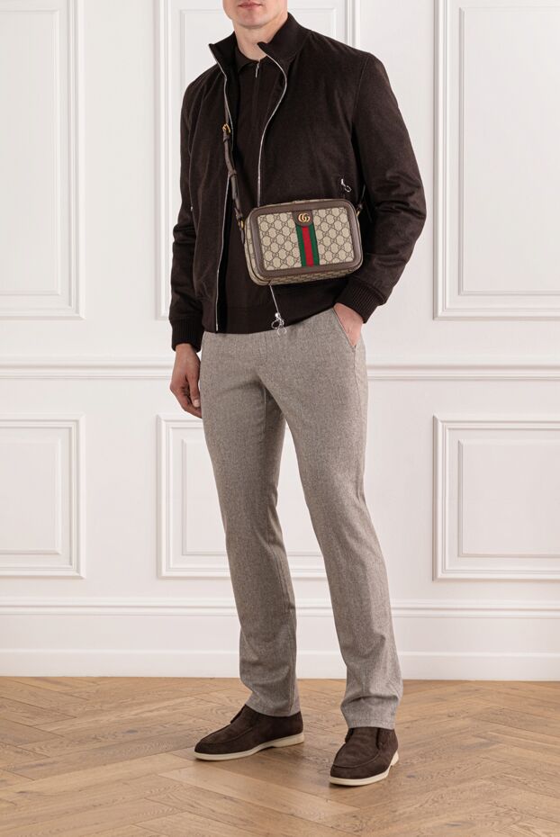 Cesare di Napoli men's beige wool trousers with a drawstring at the waist
 190352 - photo 2