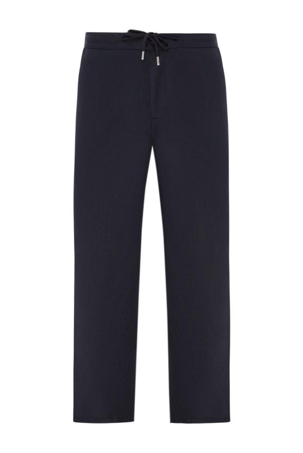 Cesare di Napoli men's dark blue trousers with a drawstring waistband and a laconic silhouette 190357 - photo 1