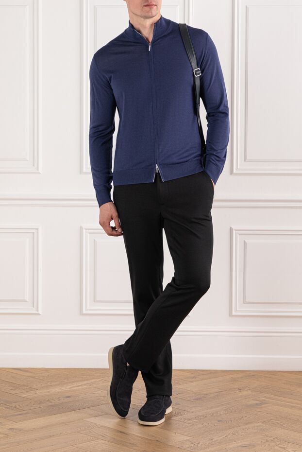 Cesare di Napoli men's blue trousers with drawstring and comfortable fit 190358 - photo 2