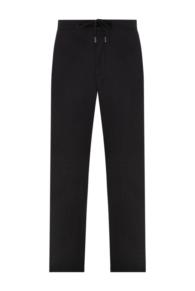 Cesare di Napoli men's black wool trousers with elastic waistband and drawstring 190359 - photo 1
