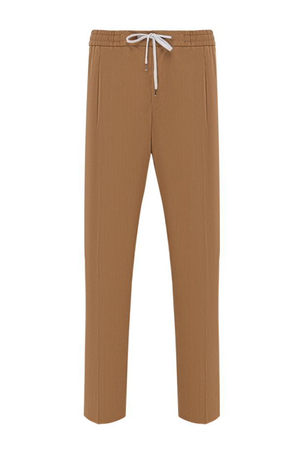 PT01 (Pantaloni Torino) мужские брюки базовые коричневые с белым шнурком на талии 190373 - фото 1