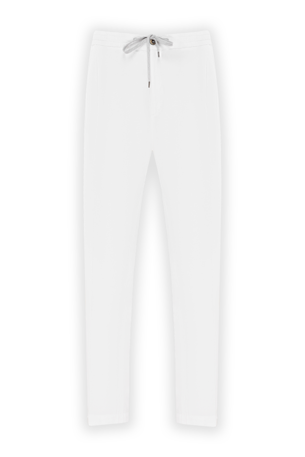 PT01 (Pantaloni Torino) мужские брюки белого цвета с завязкой и эластичным поясом 190375 - фото 1