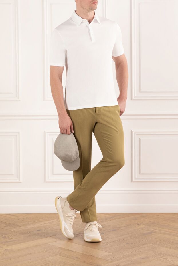 PT01 (Pantaloni Torino) мужские брюки хлопковые коричневые с застежкой на пуговицу и шнурок 190376 - фото 2