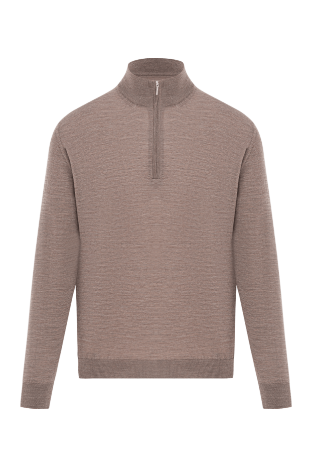 Cesare di Napoli troyer men's wool beige-brown with collar and zip 190386 - photo 1
