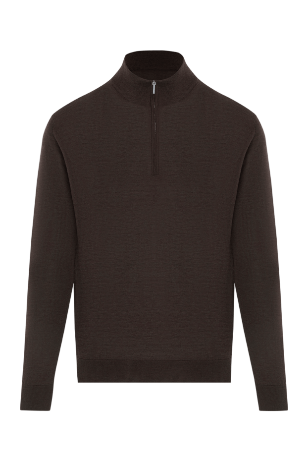 Cesare di Napoli men's deep brown wool troyer with zip 190388 - photo 1