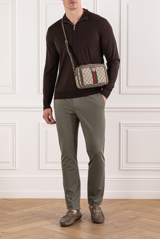 Cesare di Napoli men's deep brown wool troyer with zip 190388 - photo 2