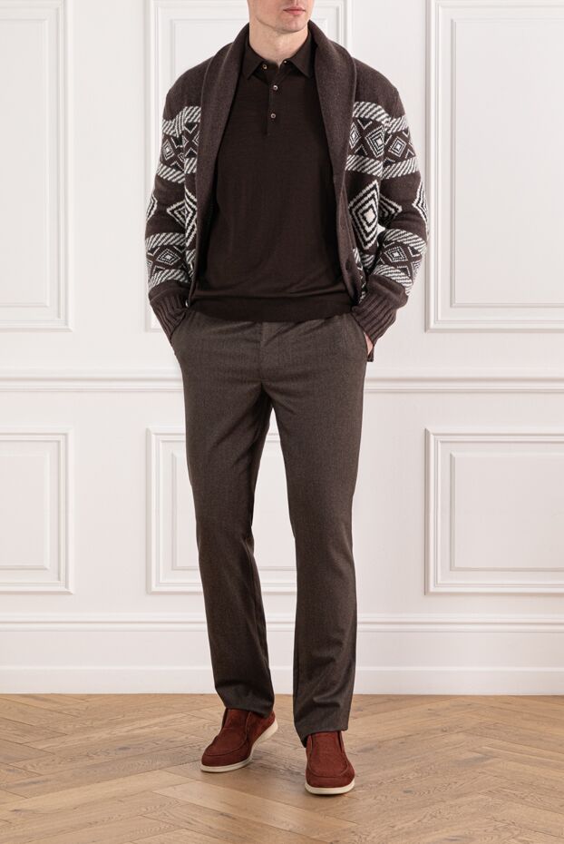 Cesare di Napoli brown wool polo shirt with long sleeves 190389 - photo 2