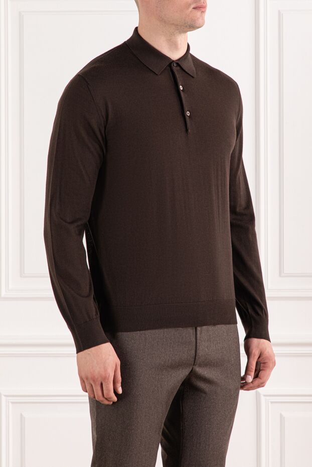 Cesare di Napoli brown wool polo shirt with long sleeves 190389 - photo 3