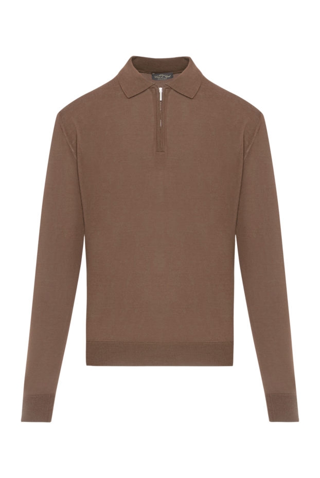 Cesare di Napoli brown wool polo shirt with long sleeves and zip 190391 - photo 1