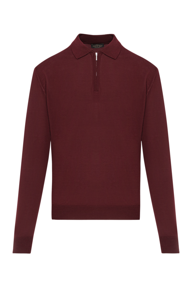 Cesare di Napoli burgundy wool polo shirt with long sleeves and zip 190392 - photo 1