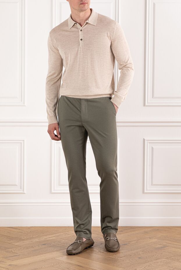 Cesare di Napoli beige wool knitted polo shirt with long sleeves 190394 - photo 2