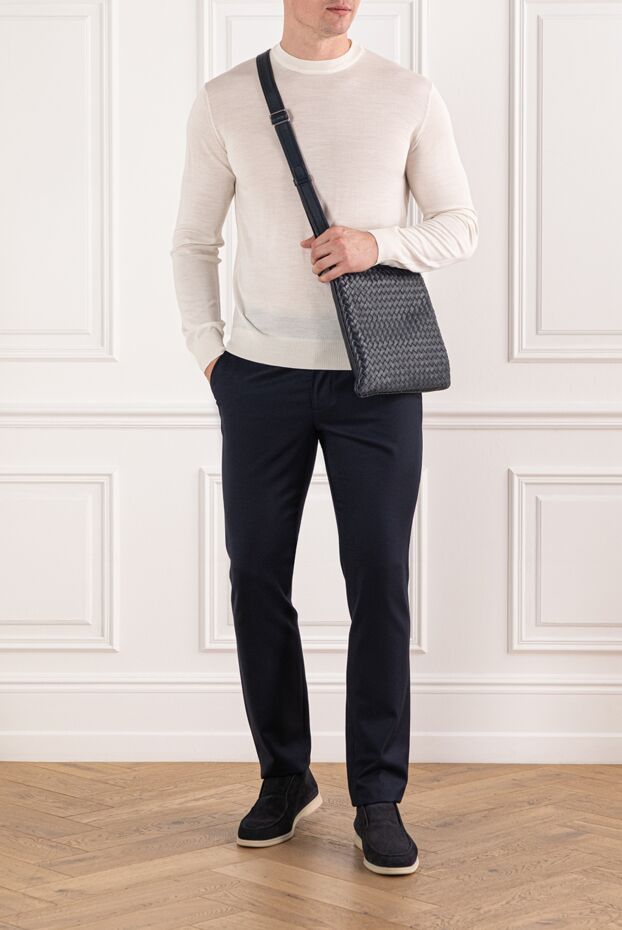 Cesare di Napoli men's woolen jumper, thin, milky color 190395 - photo 2