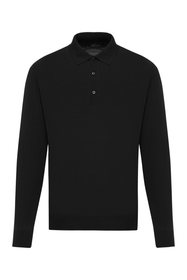 Cesare di Napoli basic black wool polo shirt with long sleeves 190396 - photo 1