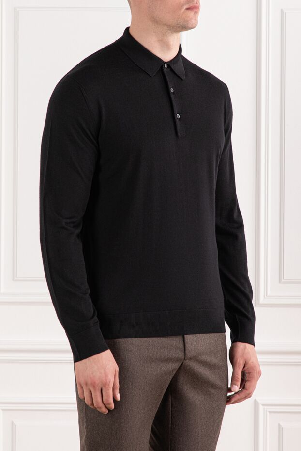 Cesare di Napoli basic black wool polo shirt with long sleeves 190396 - photo 3