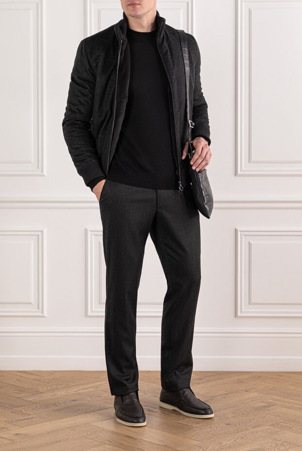 Cesare di Napoli men's jumper plain black with a round neck 190400 - photo 2