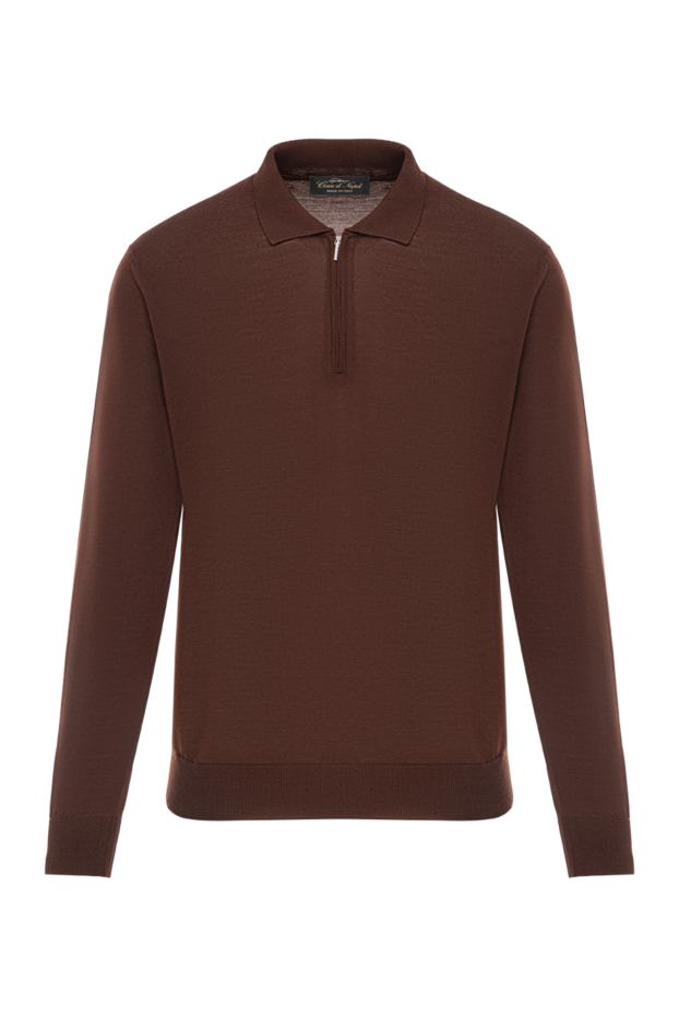 Cesare di Napoli chestnut wool polo shirt with long sleeves and zip 190402 - photo 1