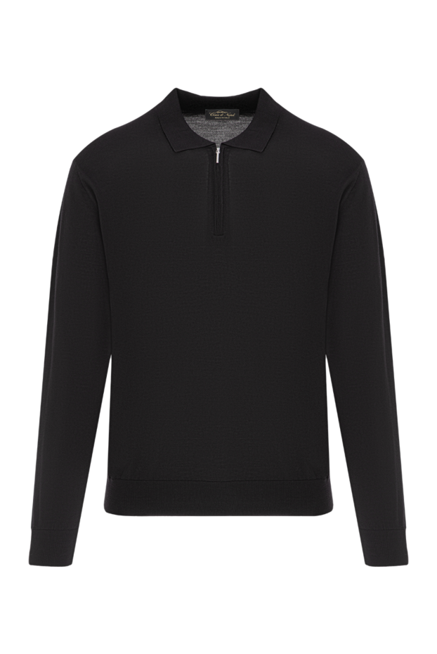 Cesare di Napoli black wool polo shirt with long sleeves and zip 190404 - photo 1