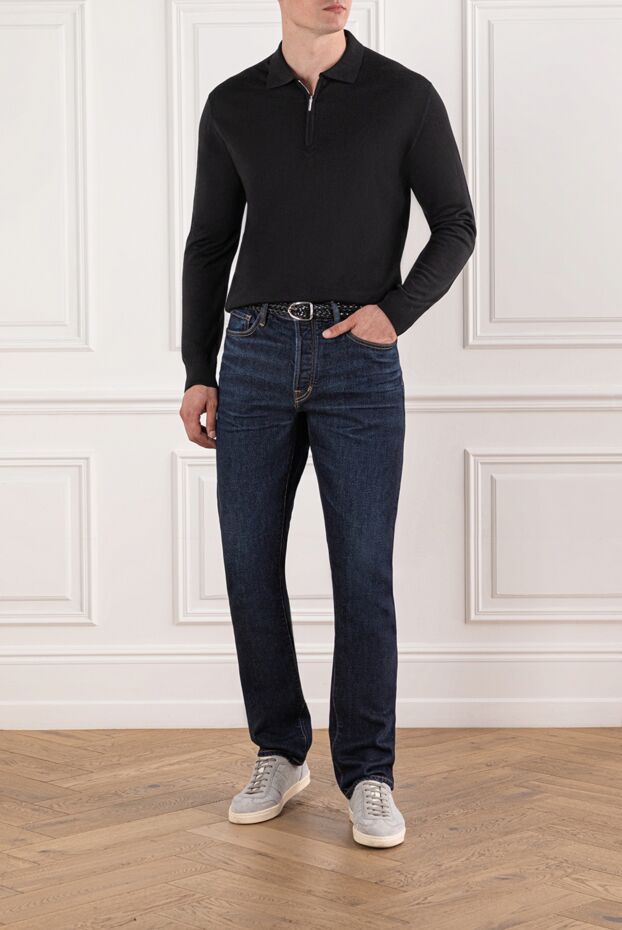Cesare di Napoli black wool polo shirt with long sleeves and zip 190404 - photo 2