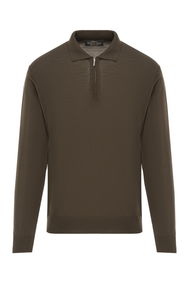 Cesare di Napoli olive wool polo shirt with long sleeves and zip 190407 - photo 1
