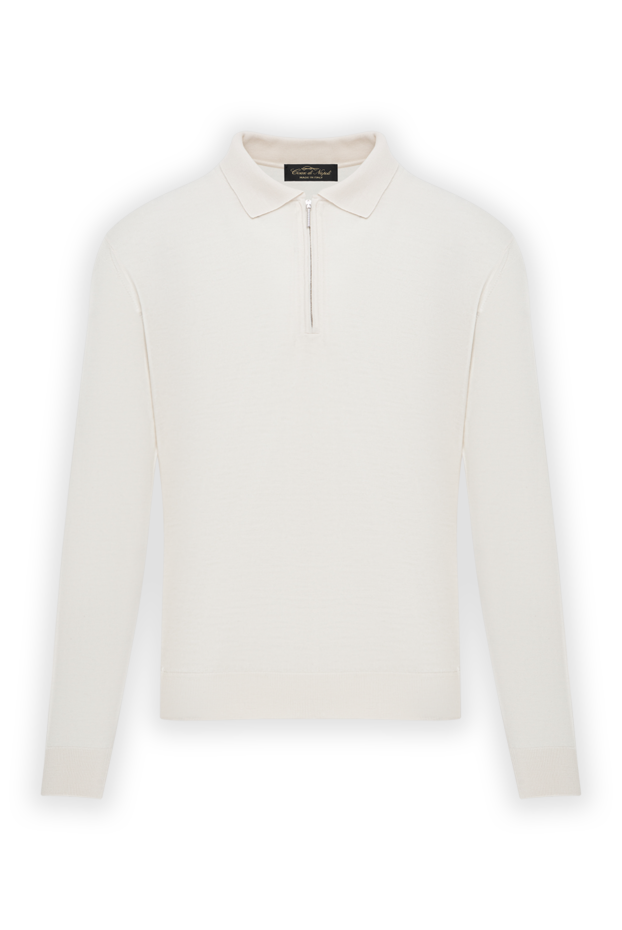 Cesare di Napoli long sleeve polo shirt in white wool with zip 190409 - photo 1