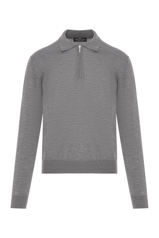 Cesare di Napoli gray wool polo shirt with long sleeves and zip 190410 - photo 1