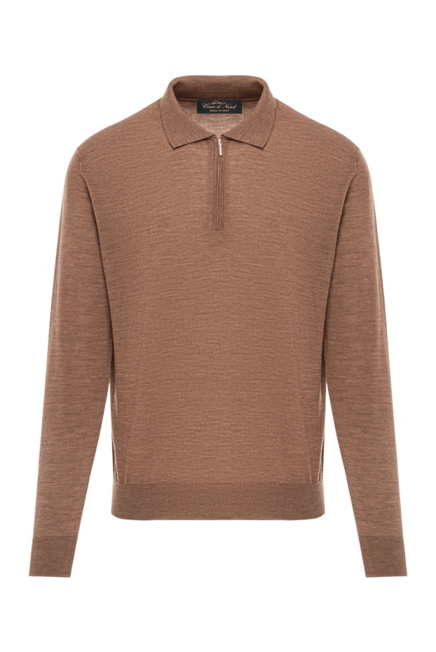 Cesare di Napoli knitted wool polo shirt in brown shade with long sleeves 190411 - photo 1