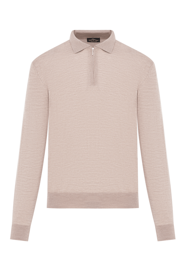 Cesare di Napoli men's light-colored wool polo shirt with zip fastening 190413 - photo 1