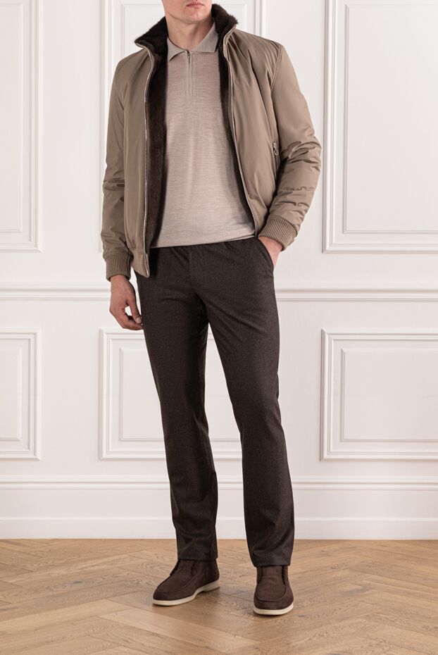 Cesare di Napoli men's light-colored wool polo shirt with zip fastening 190413 - photo 2
